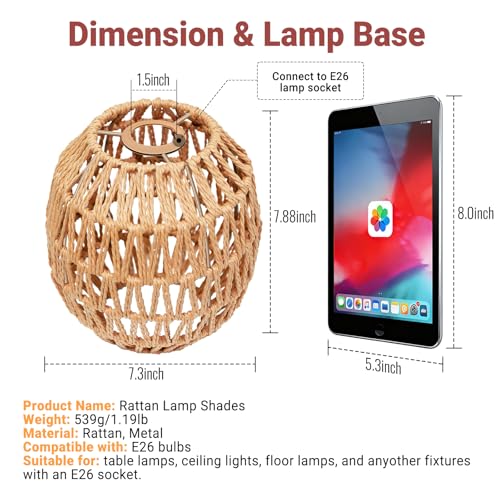Small Lamp Shades For Table Lamps Hanging Light Boho Lamp Shades Wicker Lamp Shade for Floor Lamps