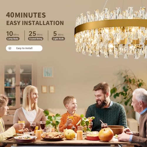 Modern Brass Gold Crystal Chandelier Lights