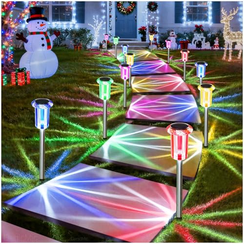 Outdoor Solar Lights Waterproof 10 Pack Color LED Christmas Decor (10 Count)