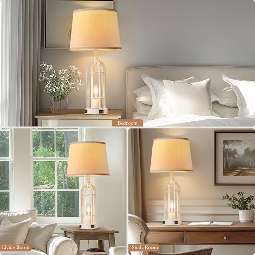 Farmhouse Table Lamps for Living Room Set of 2 (2 Count)