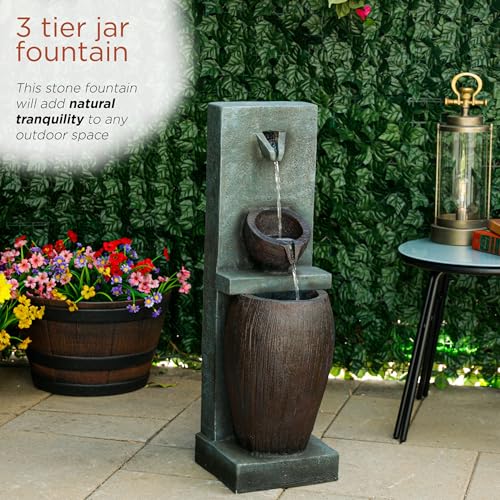 TZL388 32" 3 Tier Jar Fountain with LED Lights