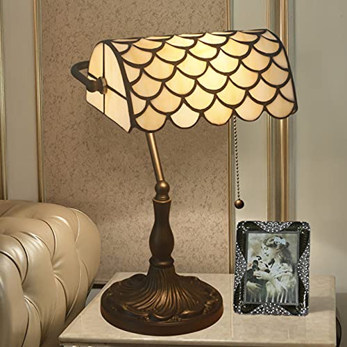 Tiffany Style Bankers Table Lamp Stained Glass Piano Desk Lamp Vintage Bedroom Bedside Lamp for Study
