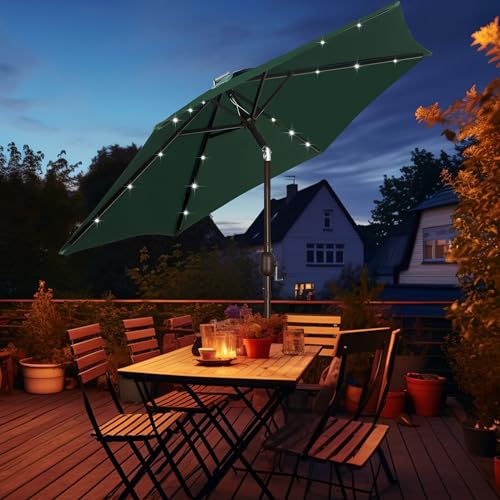 7.5 ft Solar Umbrella 18 LED Lighted Patio Umbrella Table Market Umbrella