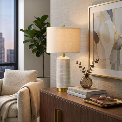 25'' Modern Table Lamps Set of 2 for Living Room with Gold Base (2 Count)