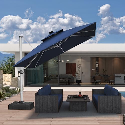Patio Umbrella 10' X 10' Double Top LED Light