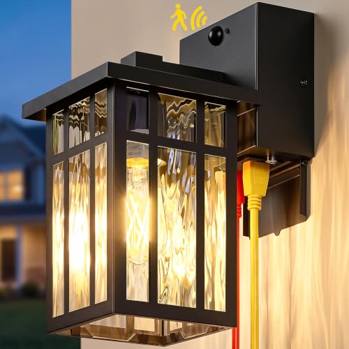 Motion Sensor Outdoor Wall Light with GFCI Outlet