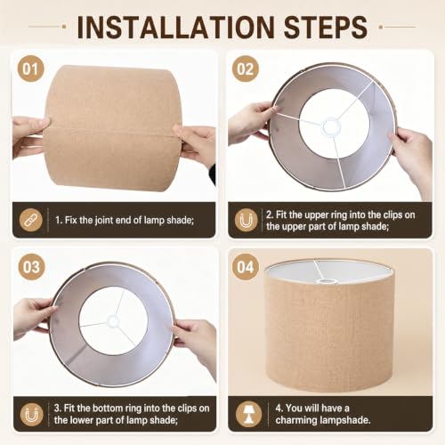 Brown Hemp Drum Lamp Shades Set of 2