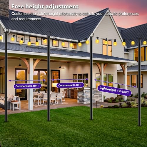 zoegi 4 Pack 10Ft String Light Poles