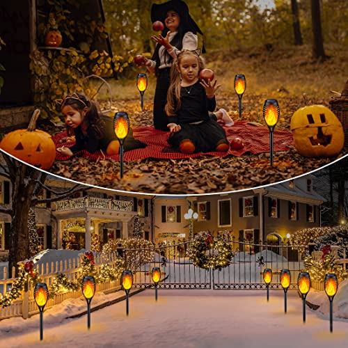 Solar Torch Light with Flickering Flame for Halloween Decorations (12 Count)