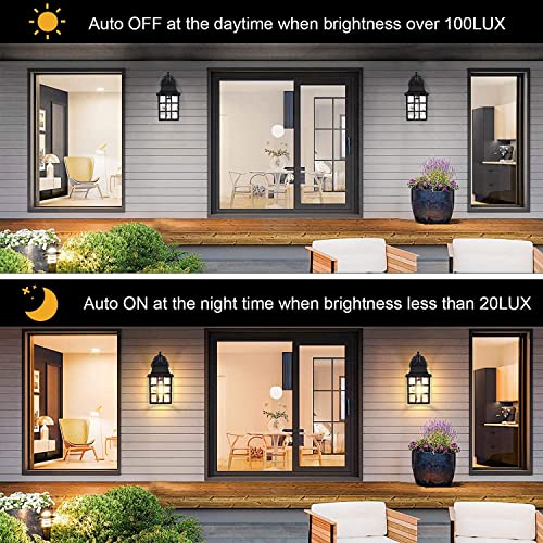Dusk to Dawn Outdoor Wall Lights 2Pack (2 Count)