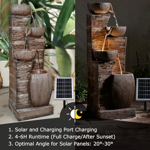 38.2" Tall Solar Powered Water Fountain for Outdoor