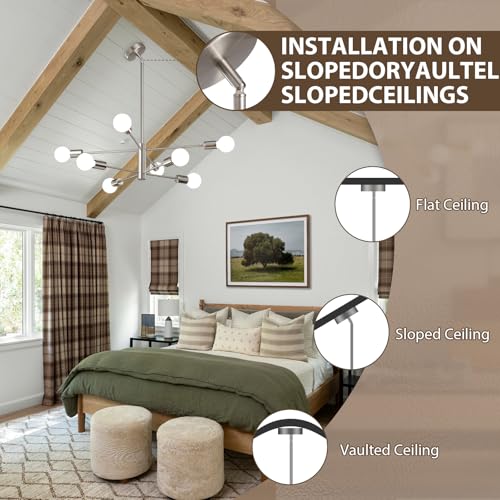 Modern Chandelier Ceiling Light Fixture Brushed Nickel Sputnik Chandeliers for Bedroom Living Room 8