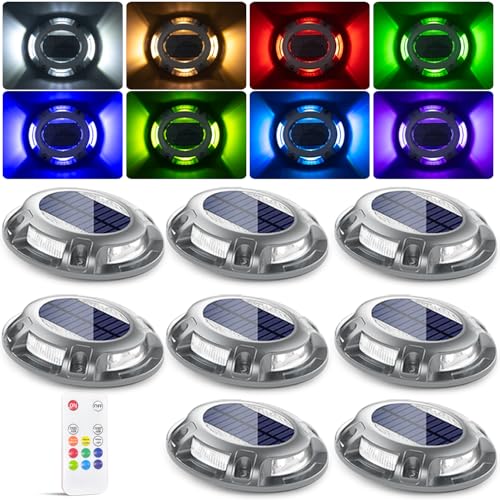 Solar Driveway Dock Lights with Remote (8 Count)