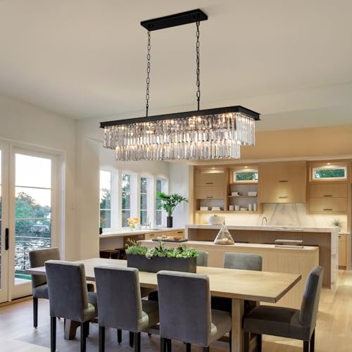 Black Crystal Chandeliers for Dining Room