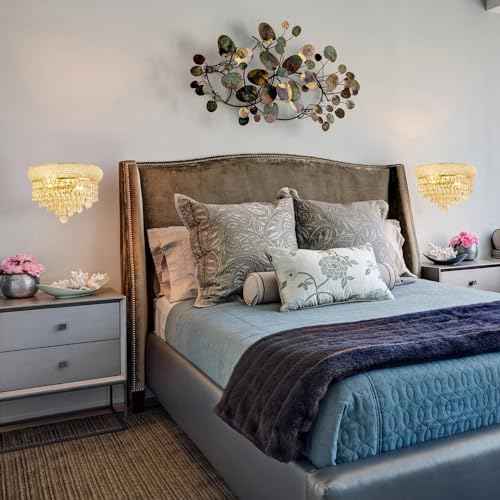 2 Lights Crystal Icicle Prisms Drops Wall Sconce Light for Living Room Dining Room Bathroom Vanity Mirrors Hallway Bedroom Closet Stairway