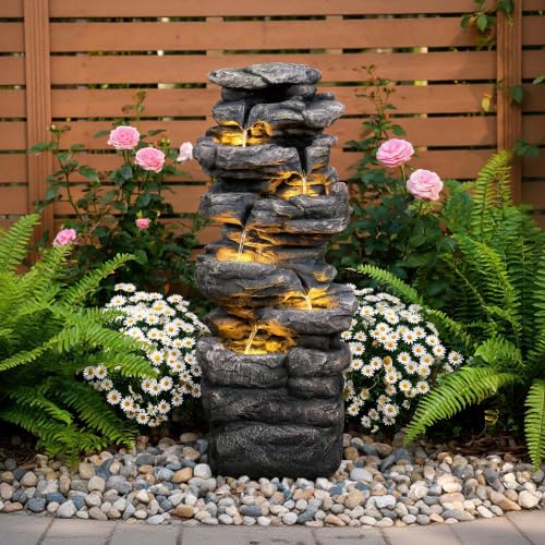 Outdoor Water Fountain with 5 LED Lights