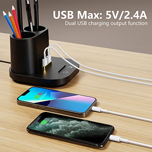 LED Desk Lamp with USB Charging Port Touch Control 3 Color Modes