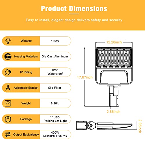 LED Parking Lot Light 150W 21000LM 5000K