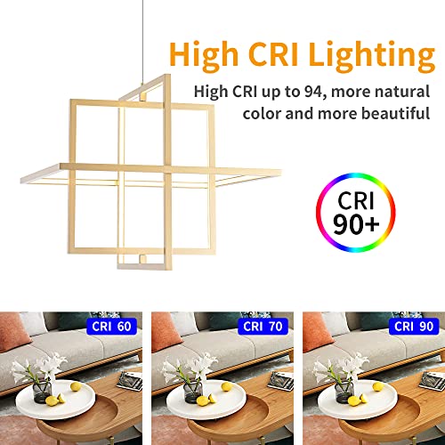 Modern Gold LED Square Hanging Pendant Chandelier