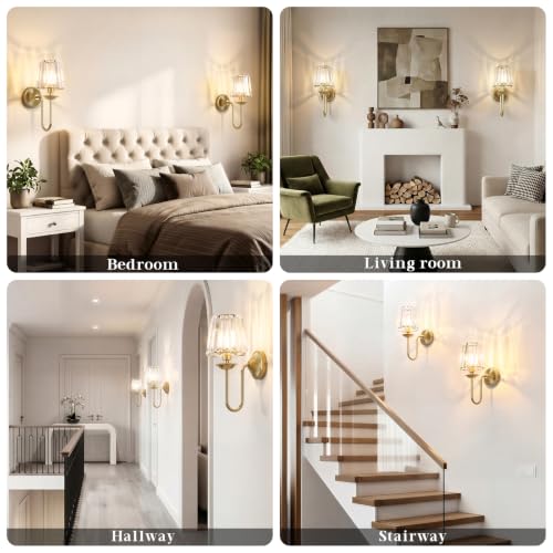 Brass Battery Operated Wall Sconces Set of Two