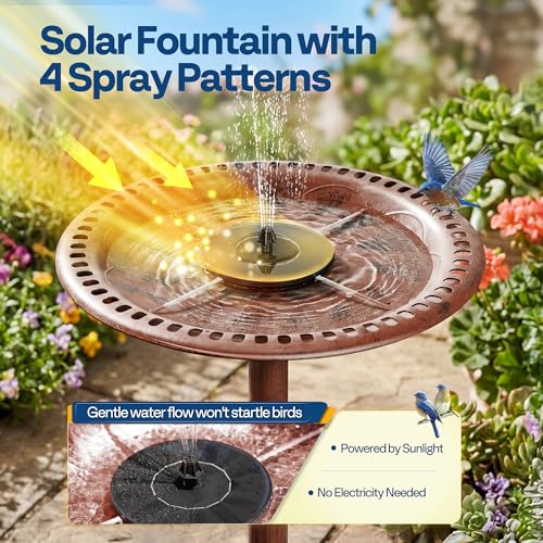 Bird Bath with Solar Fountain for Outside