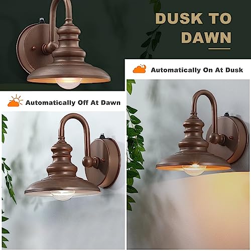 Dusk to Dawn Sensor Rustic Outdoor Gooseneck Barn Light Fixture