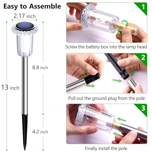 Solar Pathway Lights Outdoor Waterproof Cold White LED 15 Pack (15 Count)