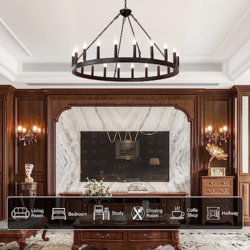 Black Wagon Wheel Chandelier 40 inch