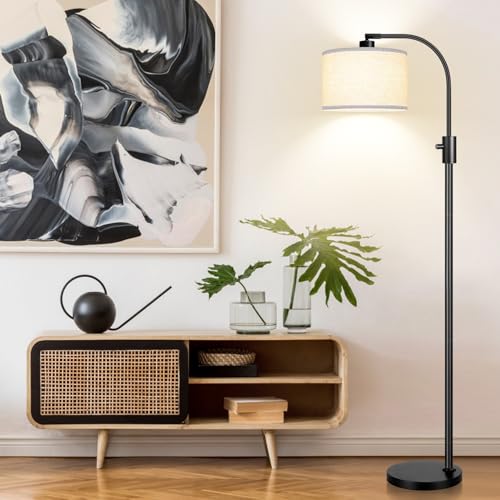 Upgraded Modern Arc Dimmable Tall Standing Floor Lamp with Linen Shade