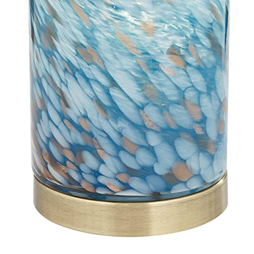 Nikki 13 1 2" Small Accent Lamp Coastal Modern Blue Glass Art Antique