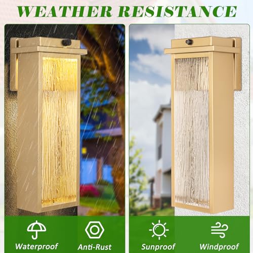 16" Dusk to Dawn LED Gold Outdoor Light Fixtures Wall Mount 2 PK (2 Count)