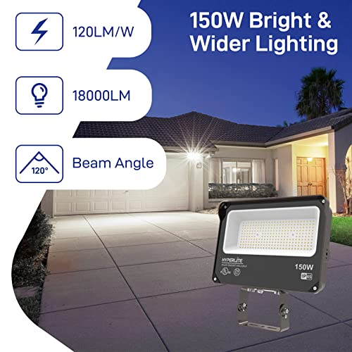 LED Flood Light 150W 2 Pack 18000LM 5000K Daylight IP65 Waterproof Outdoor Floodlights UL Certified for Court (2 Count)