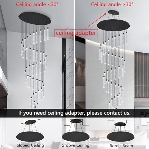 40 Lights High Ceiling Chandelier Modern LED Crystal Chandelier for Foyer Dimmable Spiral Crystal Chandeliers for Entryway Staircase Hallway Living Room Hanging Light Fixture