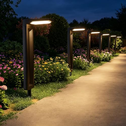6 Pack Warm White Solar Powered Pathway Lights Outdoor Waterproof (6 Count)