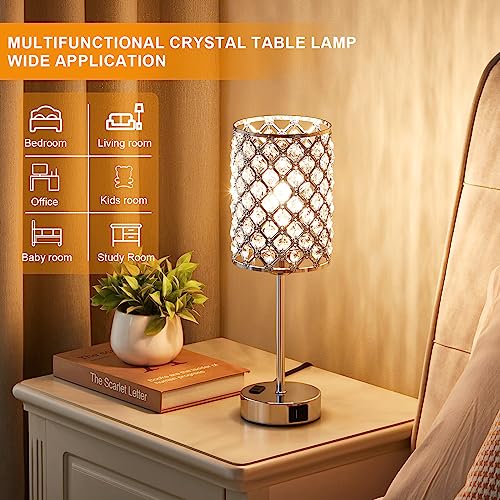 Sliver Crystal Table Lamps for Bedroom Set of 2 (2 Count)
