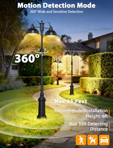 360° Motion Sensor Outdoor Post Lights with GFCI Outlet