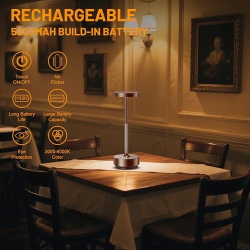 LED Cordless Table Lamp Rechargeable (2 Count)