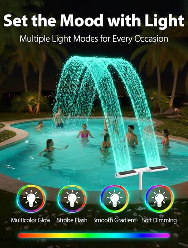 Solar Pool Fountain with Lights for Above Ground & Inground
