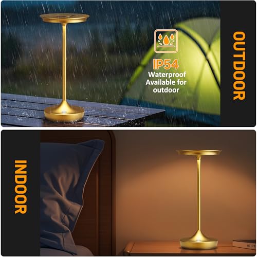 LED Cordless Table Lamp 6000mAh Rechargeable Battery Outdoor Light Gold