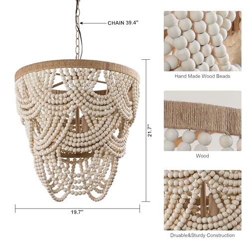 Boho Wood Beaded Chandelier