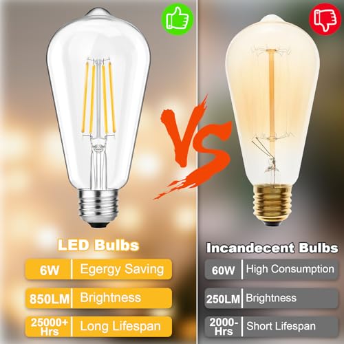 Vintage LED Edison Bulbs 6W Equivalent 60W (6 Count)
