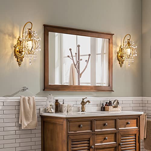 Indoor Hardwired Gold Crystal Vintage Wall Sconces Light Set of 2 (2 Count)