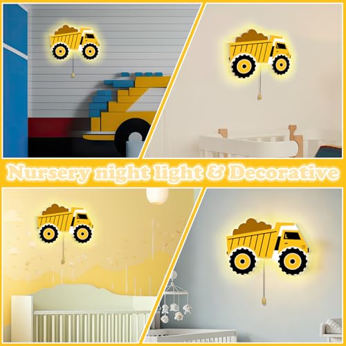 Cartoon Dump Truck Night Light Wall Lamp Sleeping Nursery Lamp