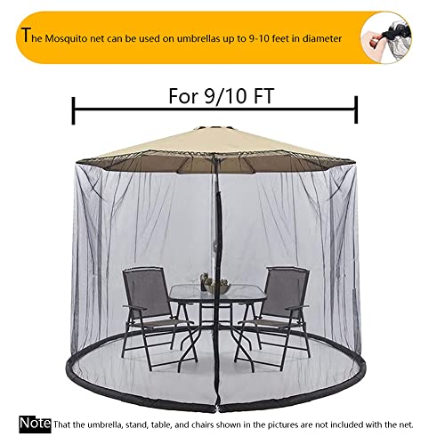 10FT Mosquito Net for Patio Umbrella Outdoors Screen Polyester Hanging Tent （Mosquito Net Only）