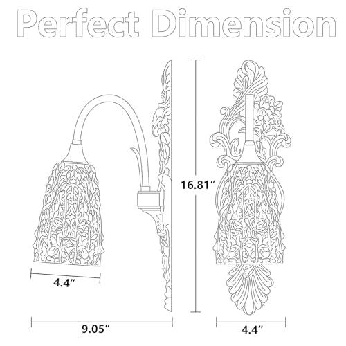 Rustic Glass Wall Sconce Vintage Antique Gothic Bronze Wall Light Fixture Retro Mid Centry Glass Wall Sconce for Bedroom
