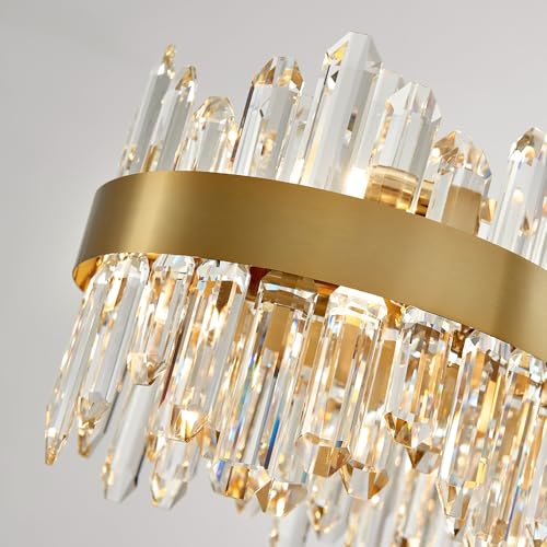 Gold Oval Crystal Chandelier L57 inch