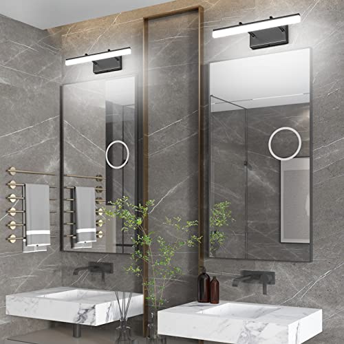 15.7 inch LED Vanity Lights Adjustable Bathroom Wall Light Fixtures Bathroom Lighting Fixture Over Mirror Black Modern Vanity Lighting 5500K