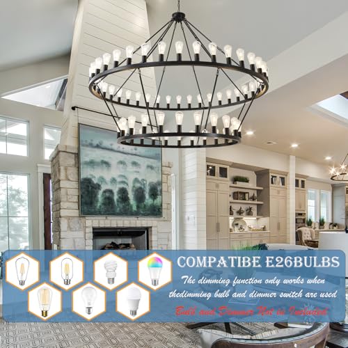 70 Inch Black Extra Large Wagon Wheel Chandelier