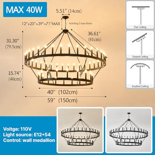 2 Tier Wagon Wheel Chandelier 54