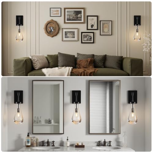 Raindrop Brass Crystal Wall Sconce